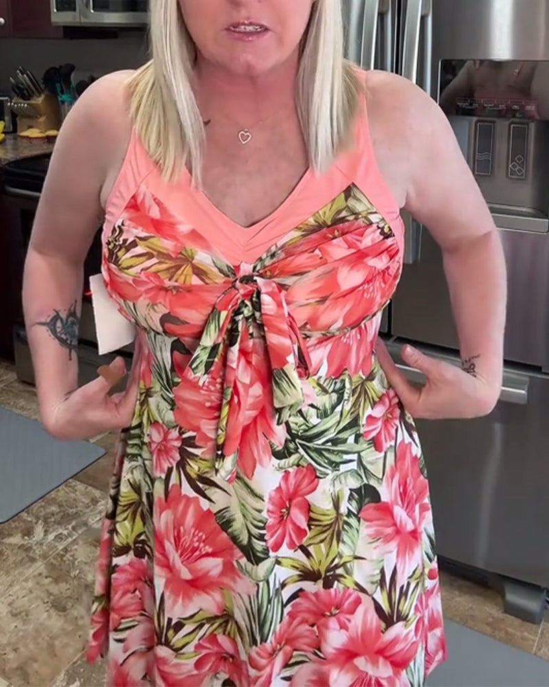 Resort Print Bow Two-Piece Swimsuit