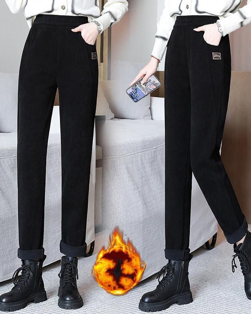 Warm High-Waisted Trousers With A Wool Lining