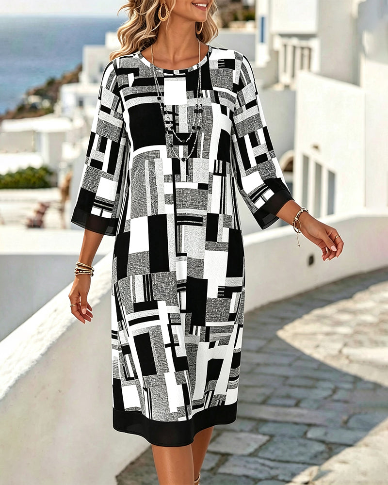 Geometric Print Casual Dress