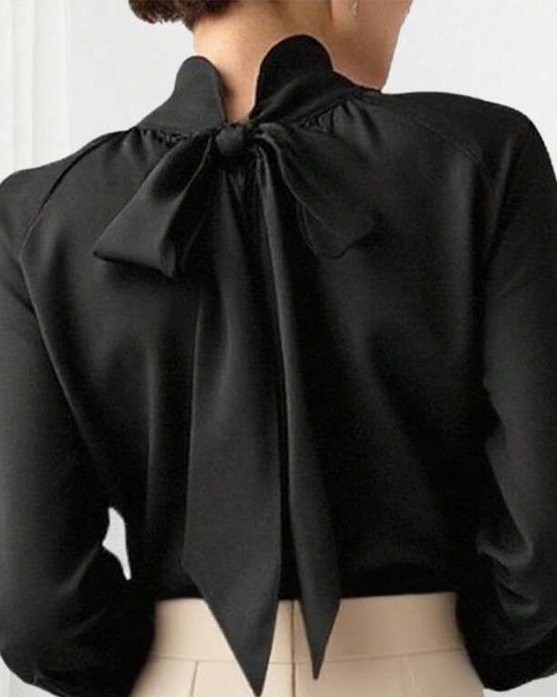Lantern Sleeve High Neck Blouse