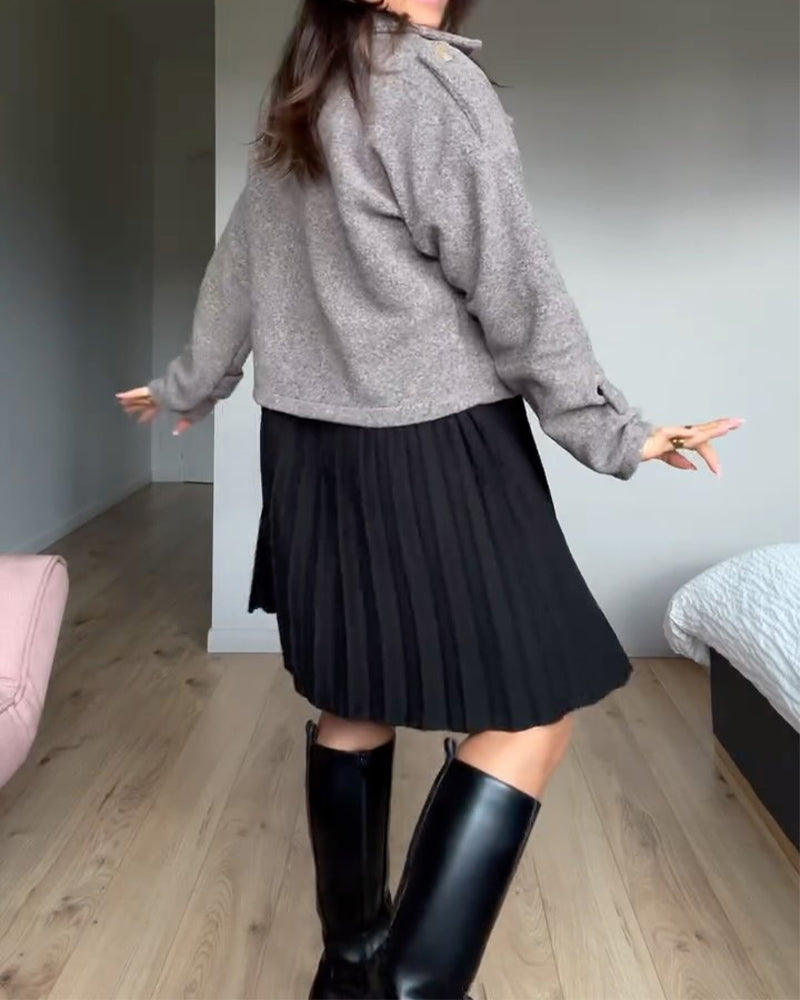 Accordion Pleated Patchwork Dress