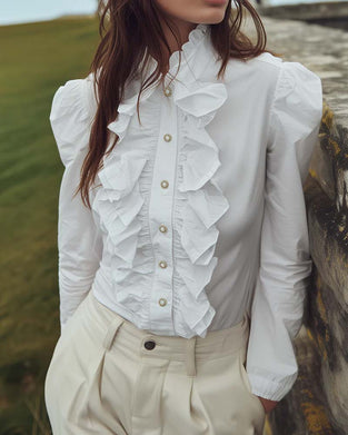 French Lace Ruffle Blouse