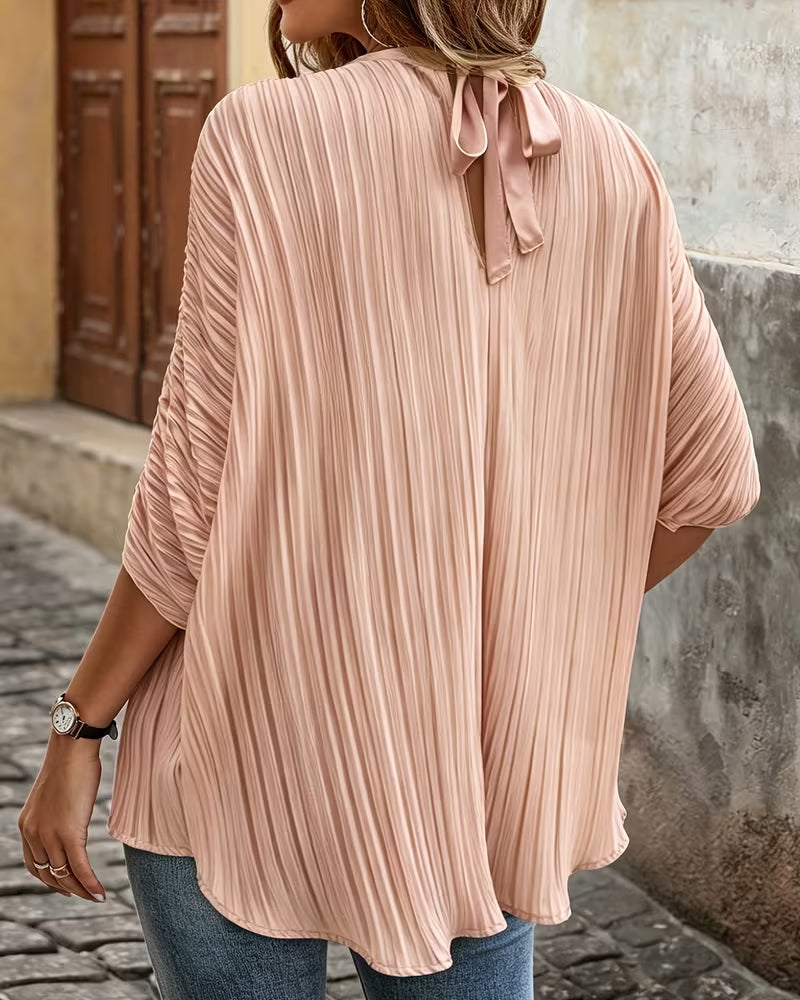 Short Sleeve Solid Color Blouse