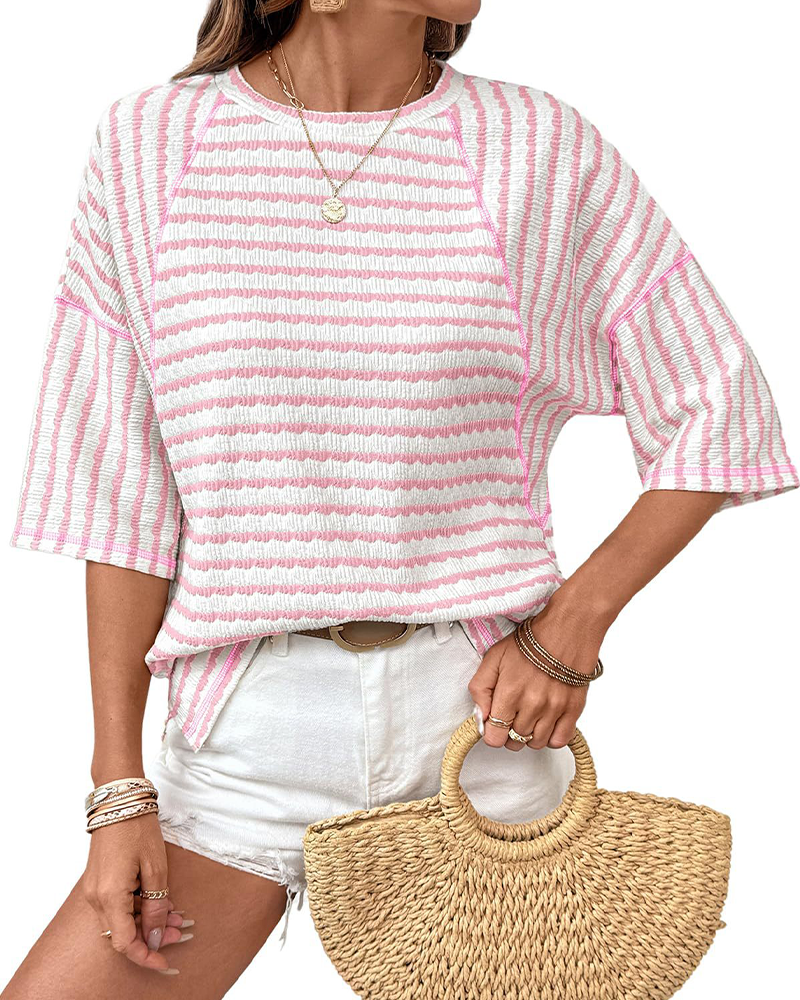Versatile Striped Short-Sleeve T-Shirt
