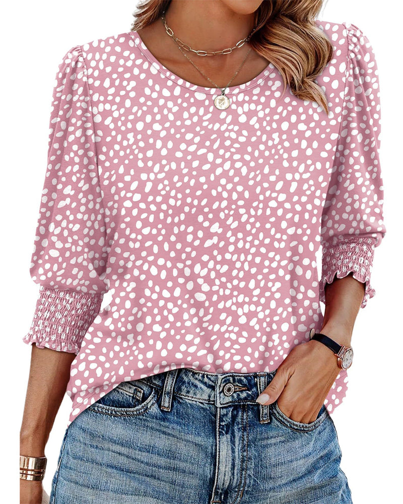 Puff Sleeve Printed Blouse