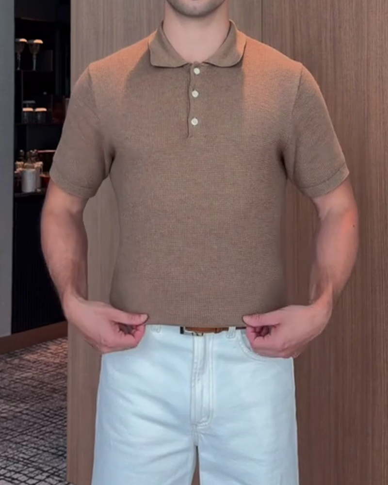 Men's Loose-Fit Casual Polo-Collar T-Shirt