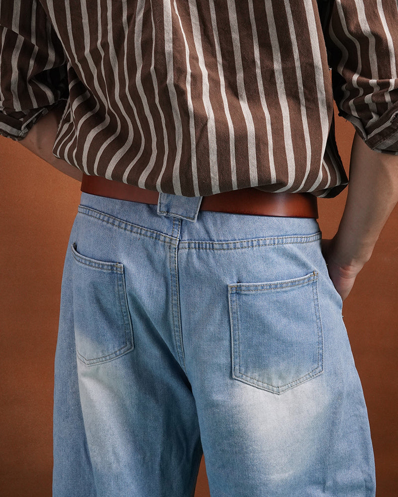 Vintage Distressed Top-Grain Leather Belt