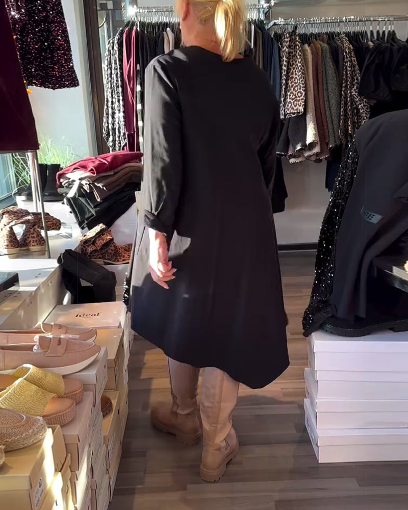 Sequin Panel Crew Neck Dress