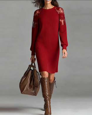 Patchwork Round Neck Elegant Dress