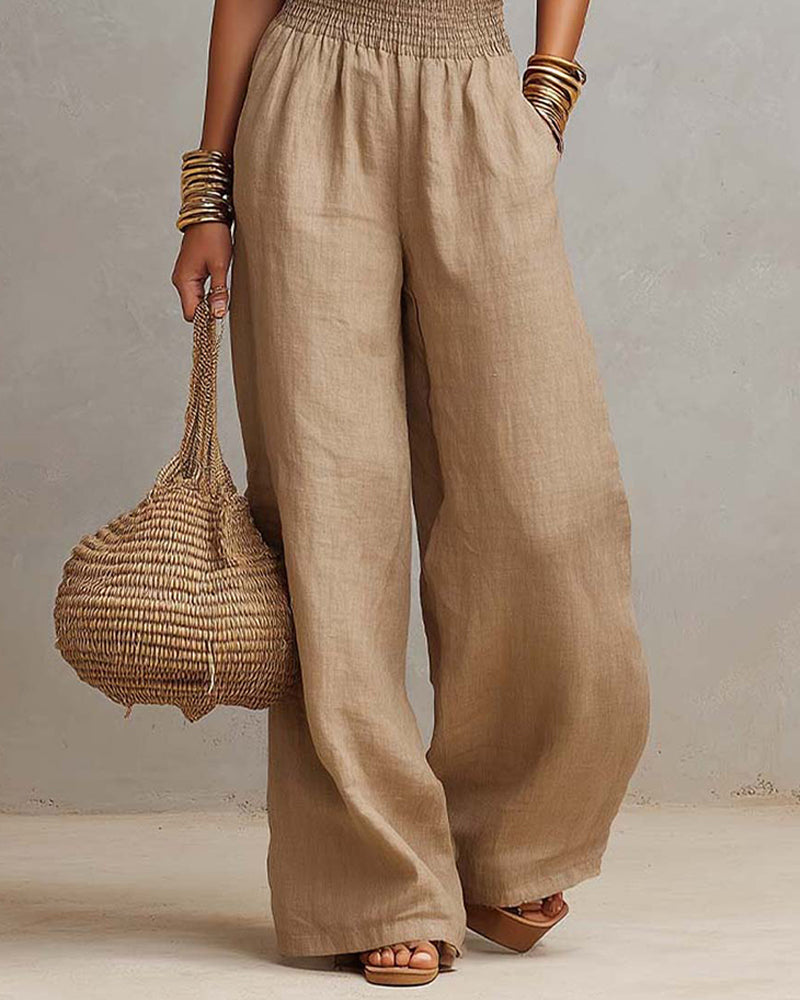 Elegant Halter Shirred Jumpsuit