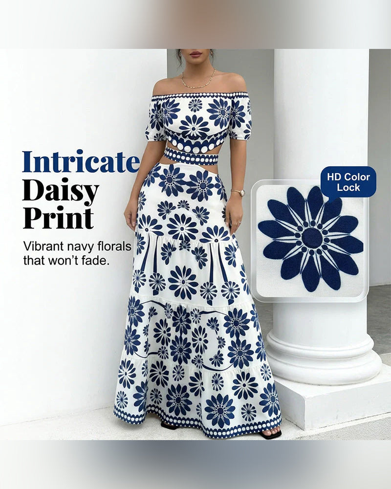Off-Shoulder Floral Cutout Dress