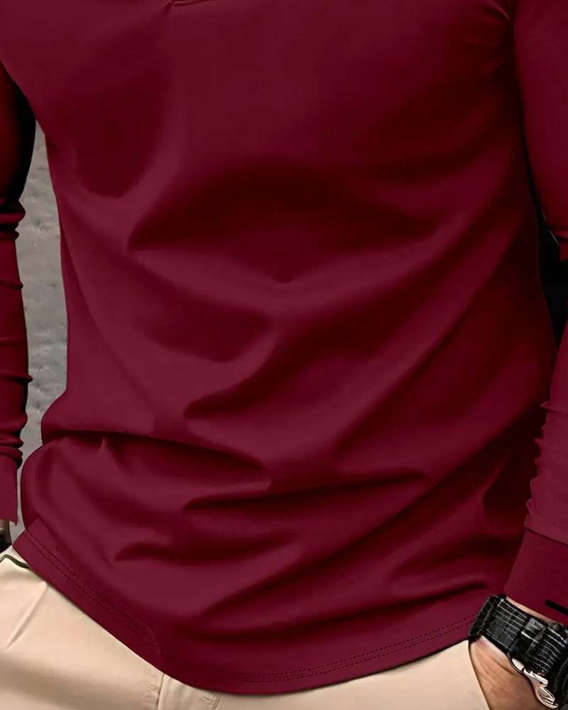V-Neck Ribbed Solid Color Men's T-Shirt