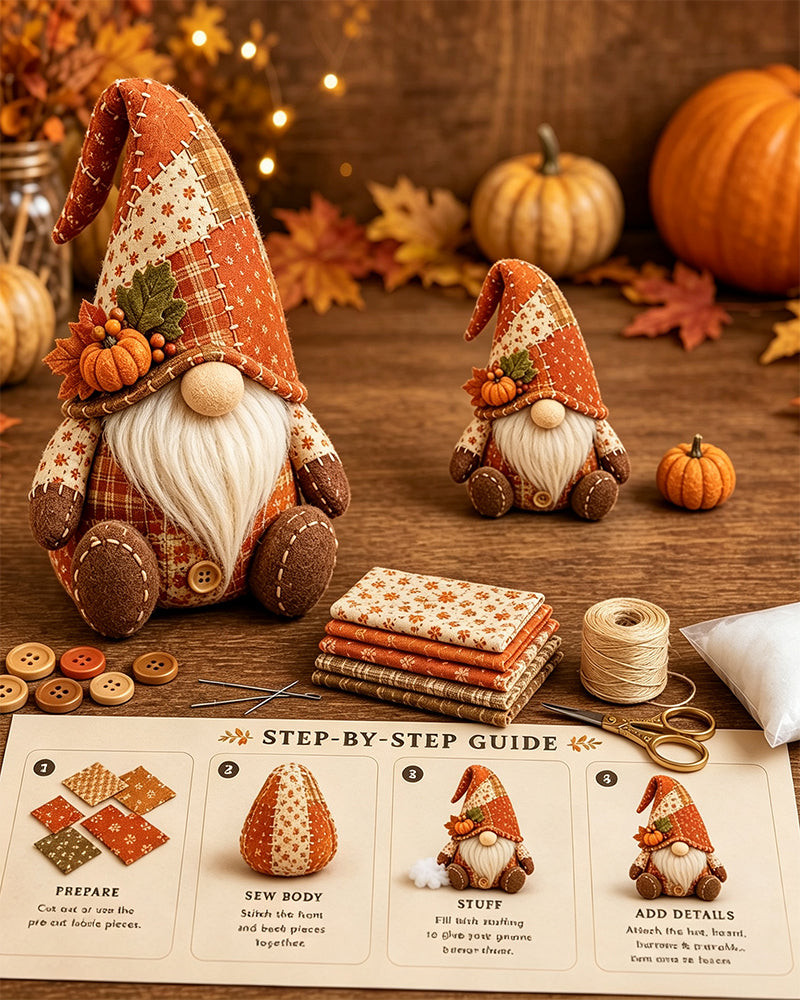 🧵 DIY Patchwork Gnome Kit – Create Your Own Adorable Gnome 🧙‍♂️