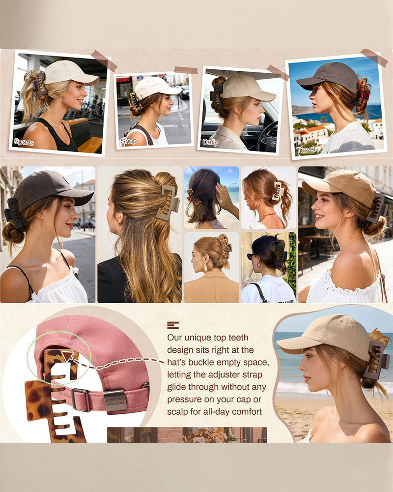 Women's Hat-Friendly Flat Leopard Print Claw Clips