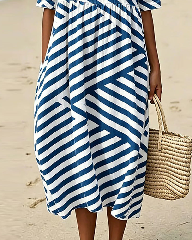 Striped Vacation A-Line Dress