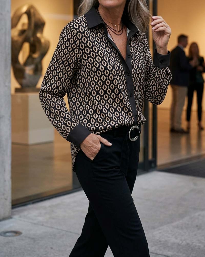 Geometric Color-Block Patchwork Shirt