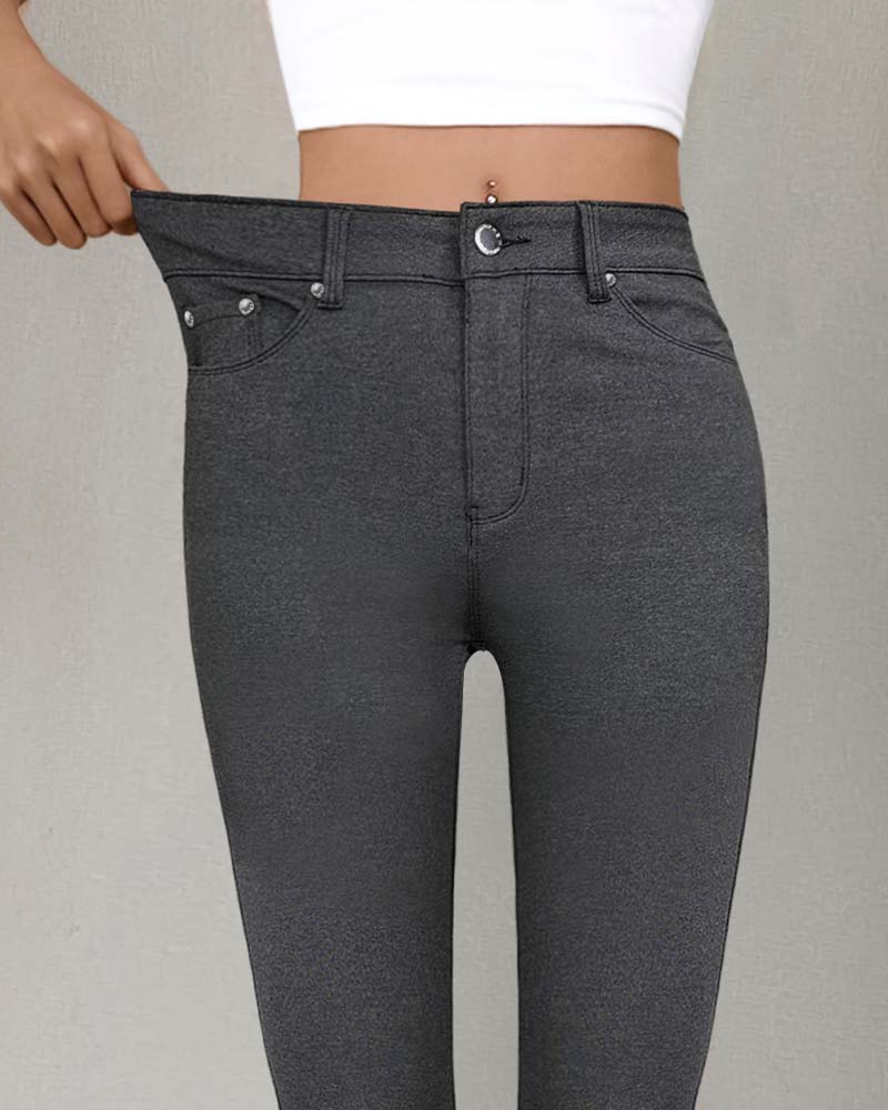 Women's Pocket Solid Skinny Casual Pant