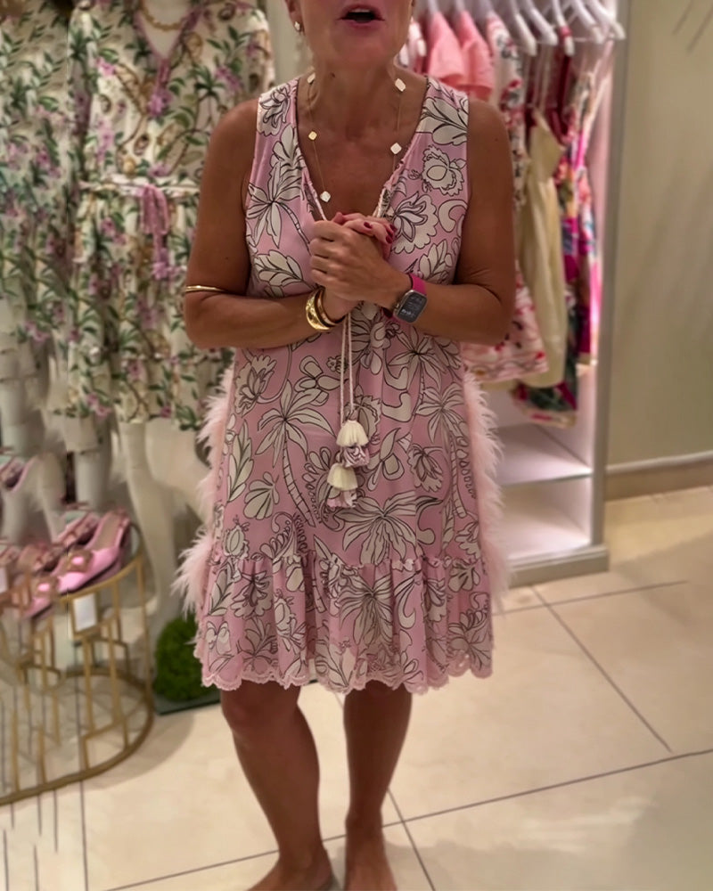 Ruffled V-Neck Sleeveless Dress
