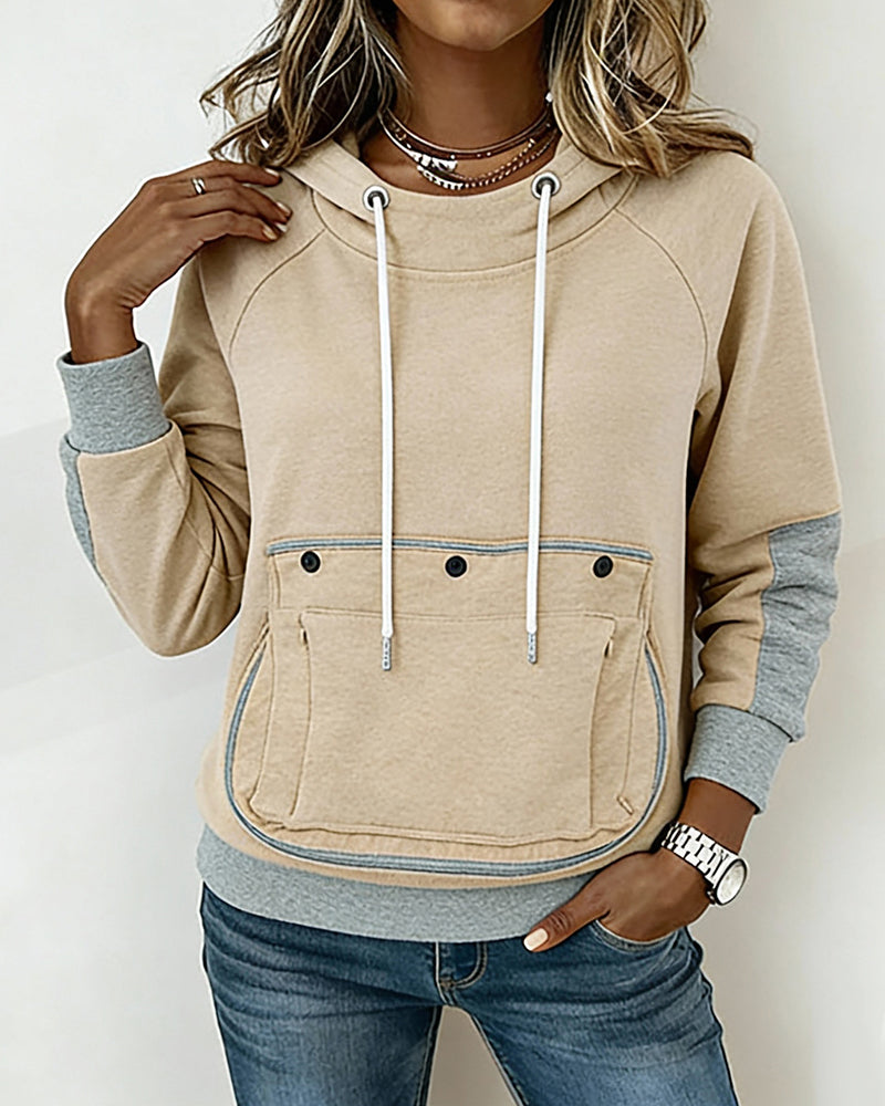 A Long-Sleeve Color-Block Hoodie