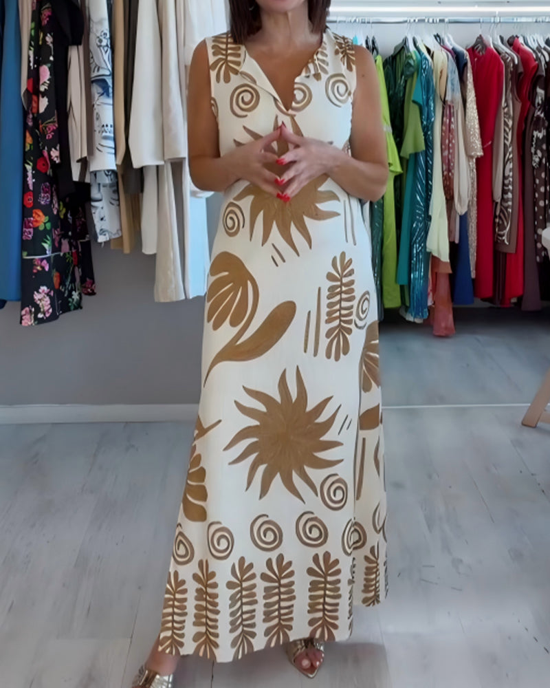V-Neck Sleeveless Shift Dress