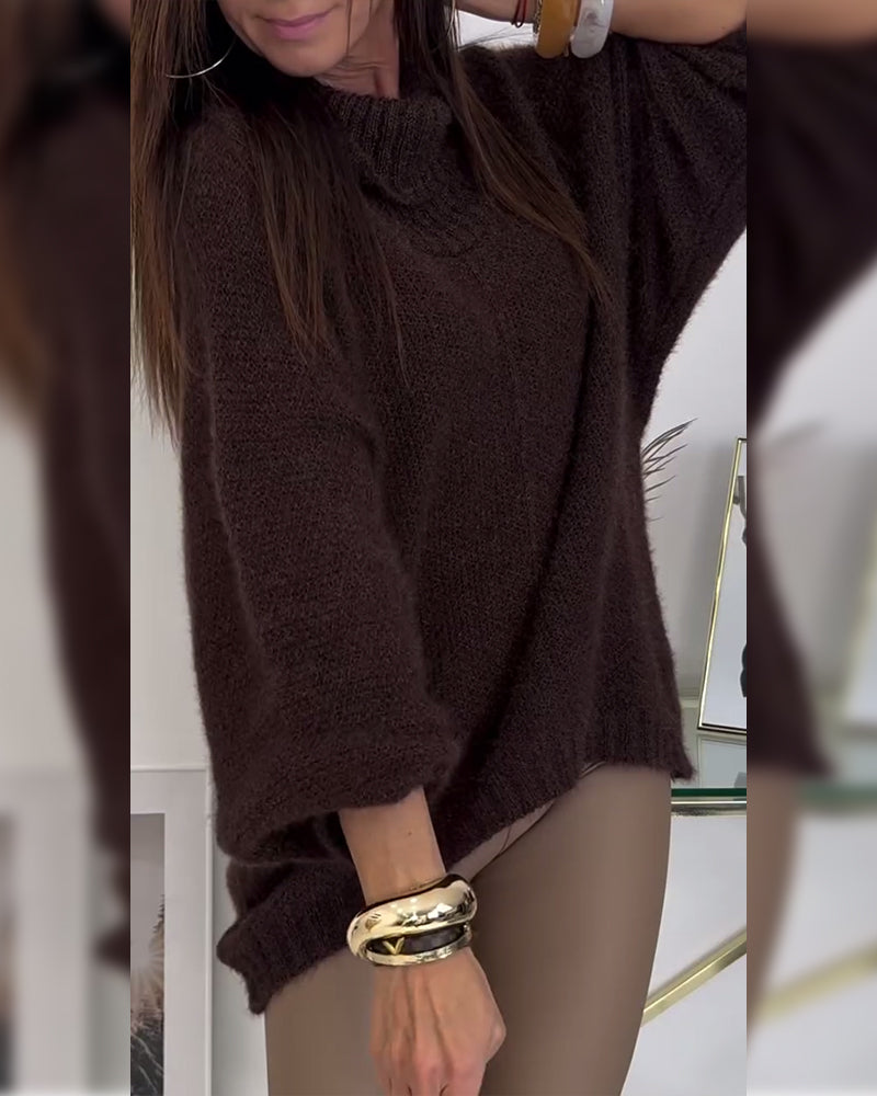High-Neck Cropped Sweater