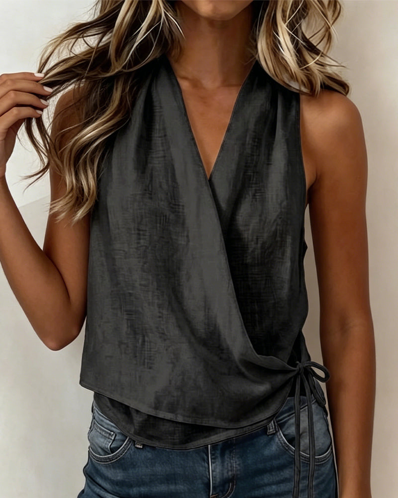 Solid Sleeveless Halter Blouse