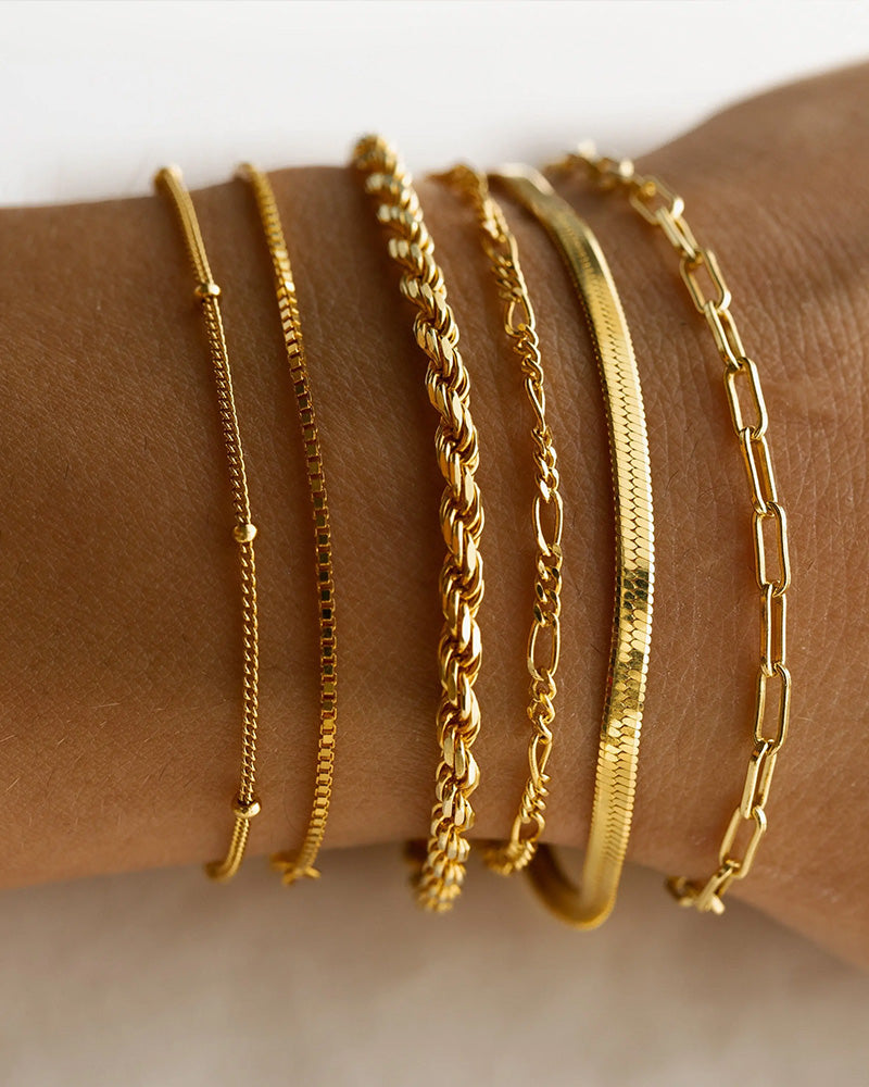 Fashion Slim Stackable Cuban Link Bracelet Set