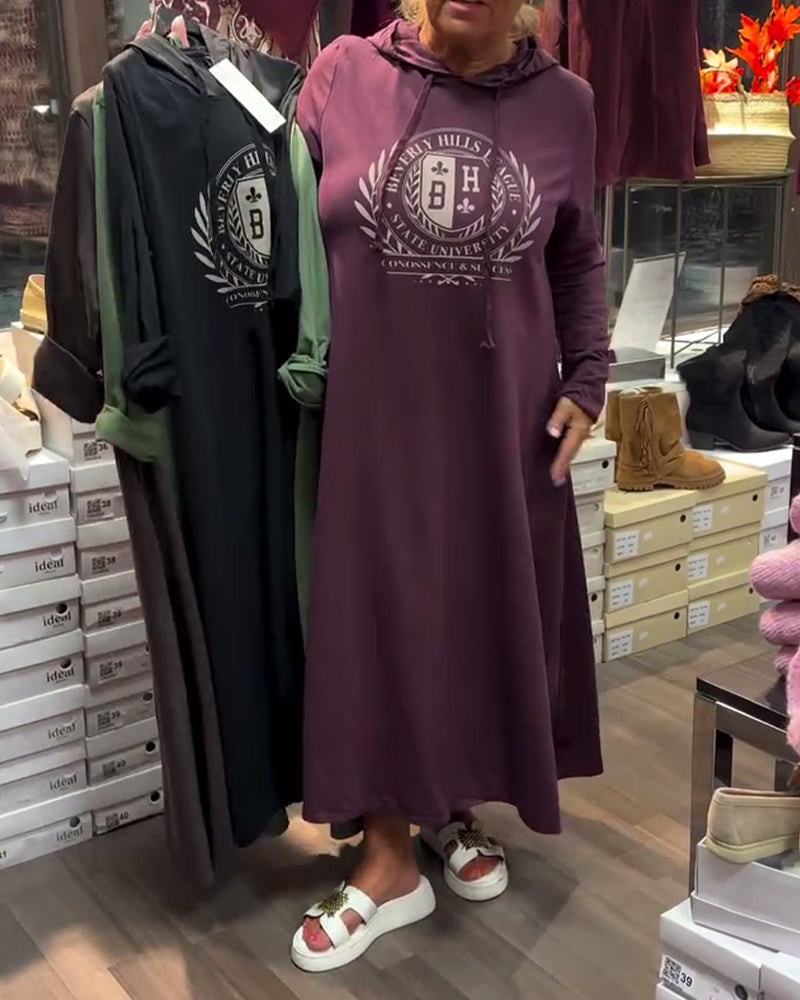 Hooded Printed Sweatshirt Dress