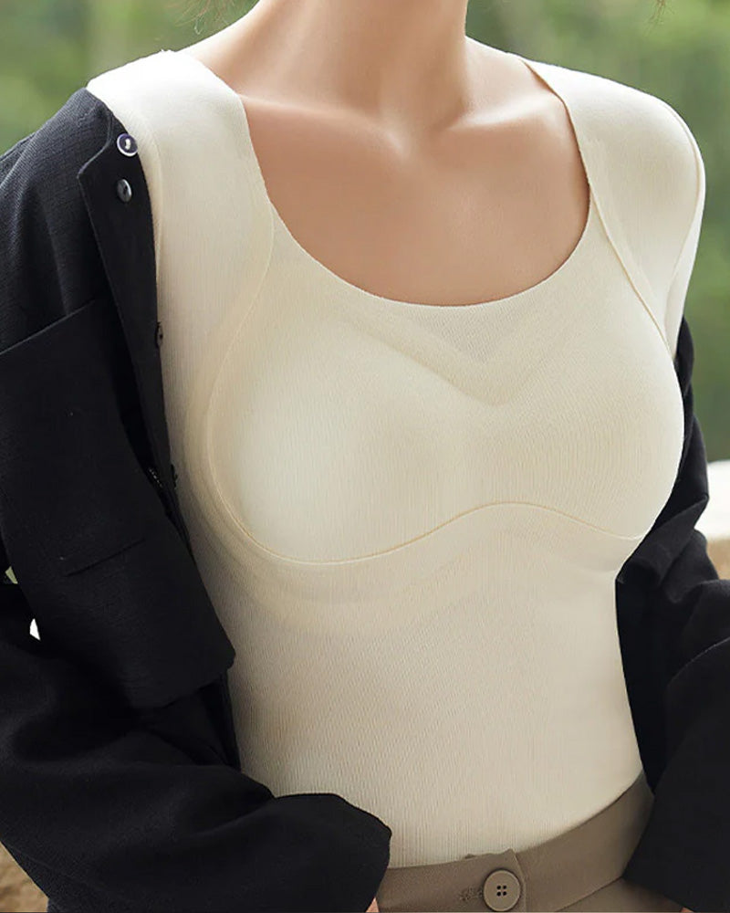 Women's Seamless Thermal Top with Built-in Bra