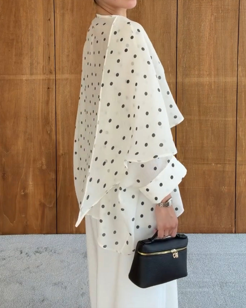 Polka Dot Irregular Blouse