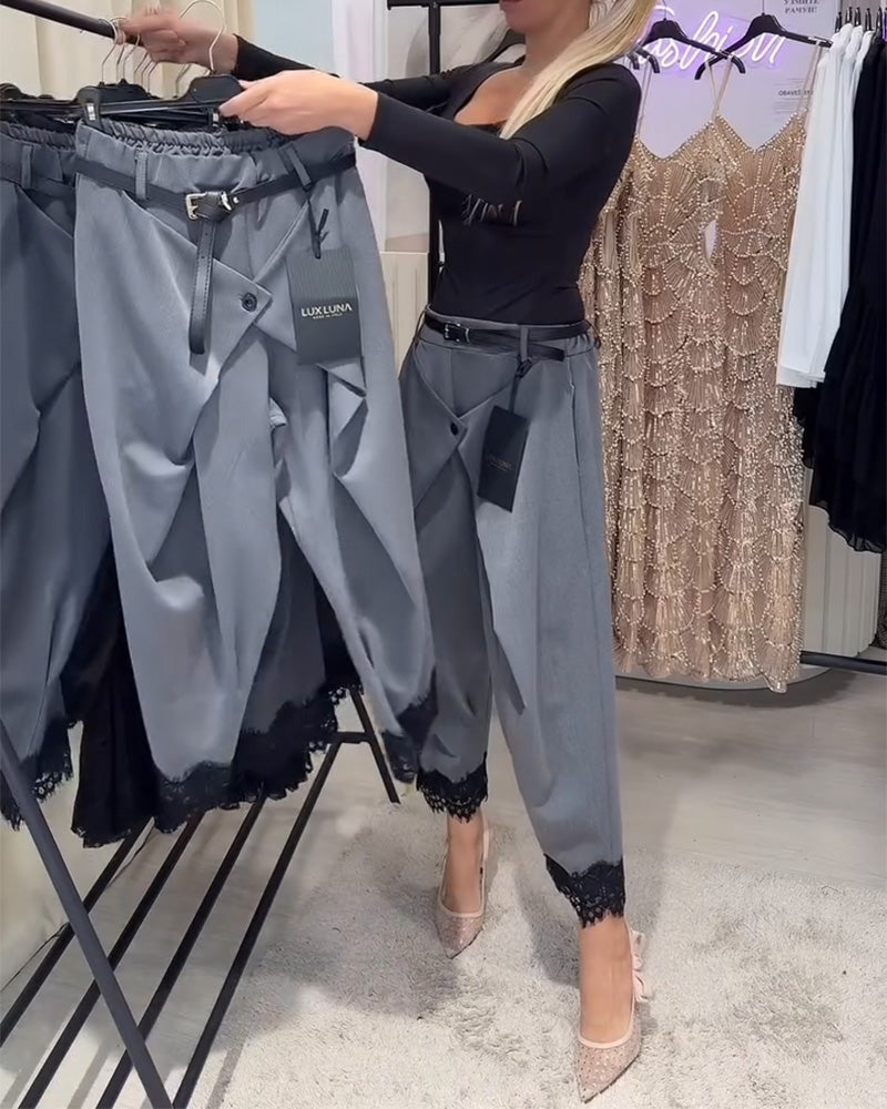 Fashionable Lace Stitching Harem Pants