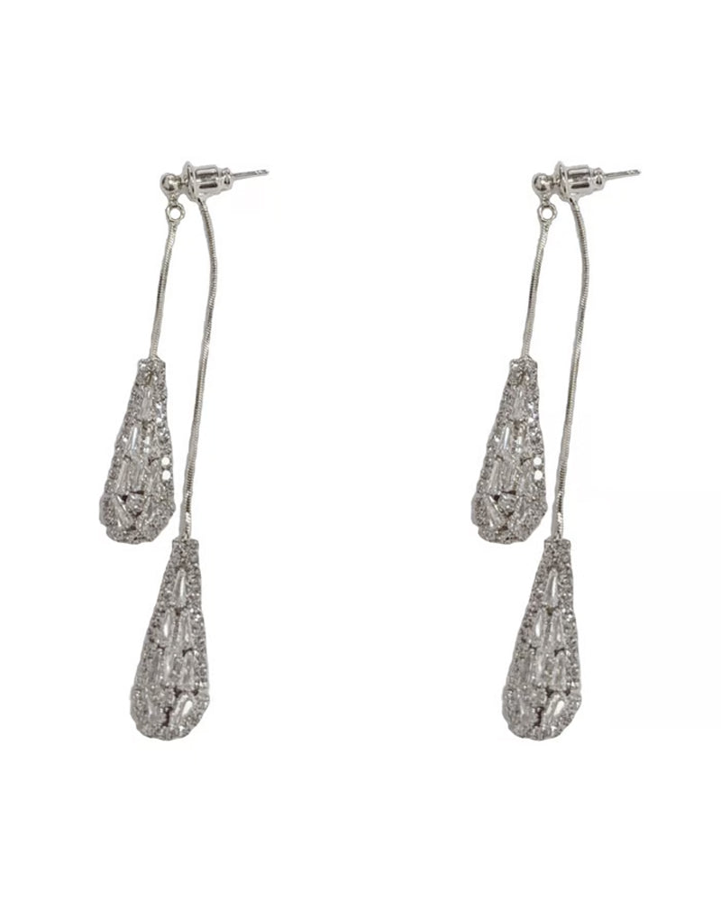 Elegant Zircon-Decorated Two-Way Teardrop Tassel Earrings for Women