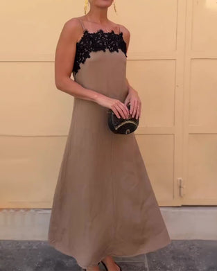 Spaghetti Straps Lace Patchwork Dress