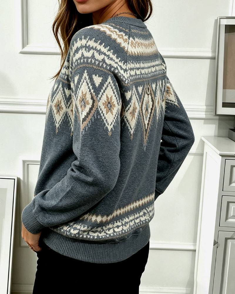 Zipper Printed Long Sleeve Sweatshirt