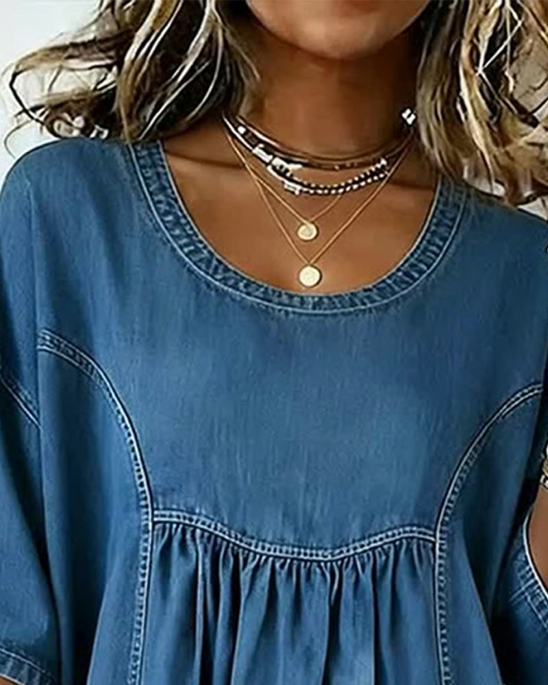 Round Neck Pocket Dress