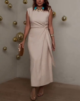 Round Neck Sleeveless Elegant Dress