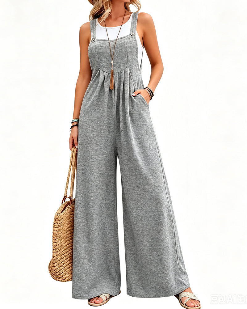 Knit Strappy Wide Leg Jumpsuit