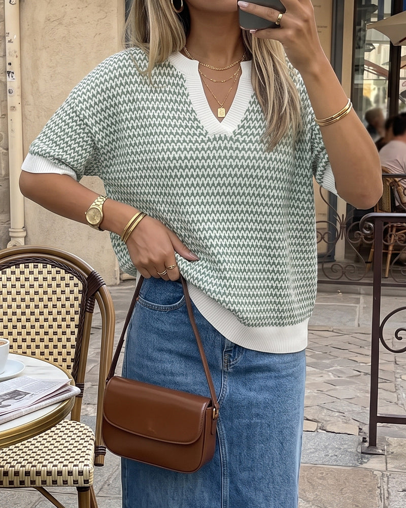 V-Neck Trendy Casual Pullover