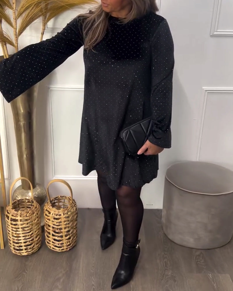 Round Neck Rhinestone Dress