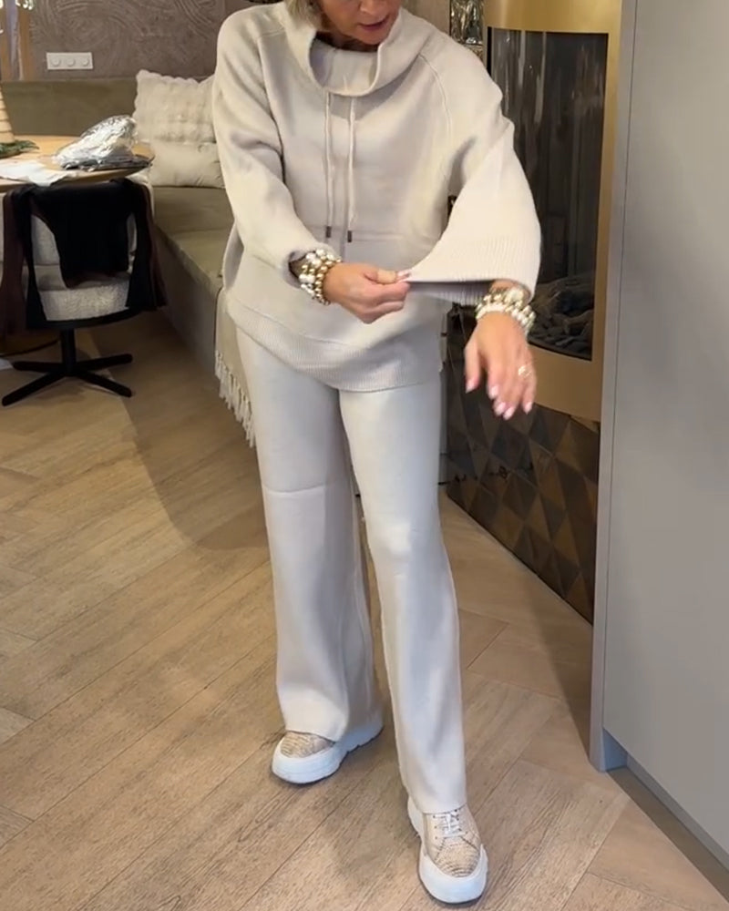 High-Neck Drawstring Fashion Pullover