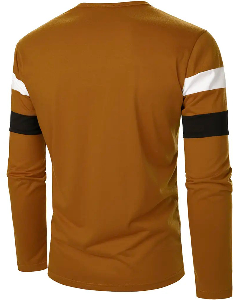 Crewneck Striped Long-Sleeve Men‘s T-Shirt