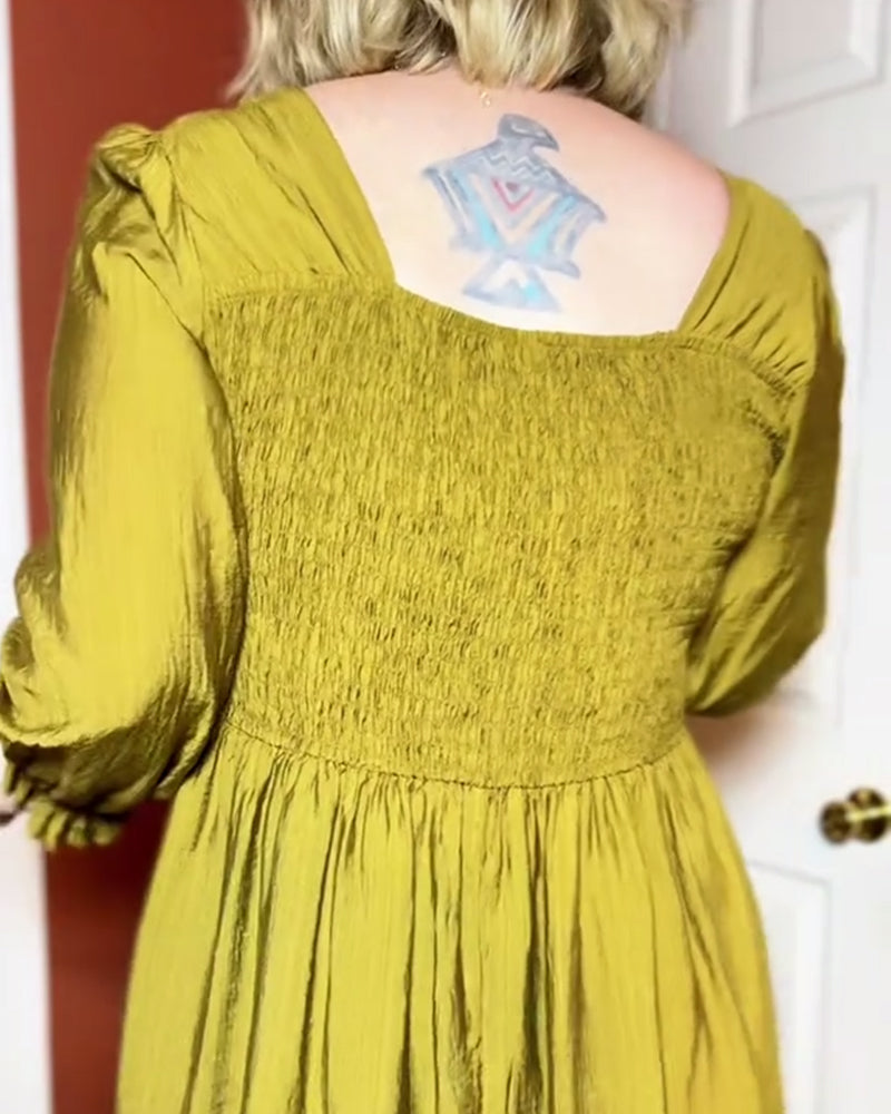 Elegant V-Neck Lace Ruched Dress