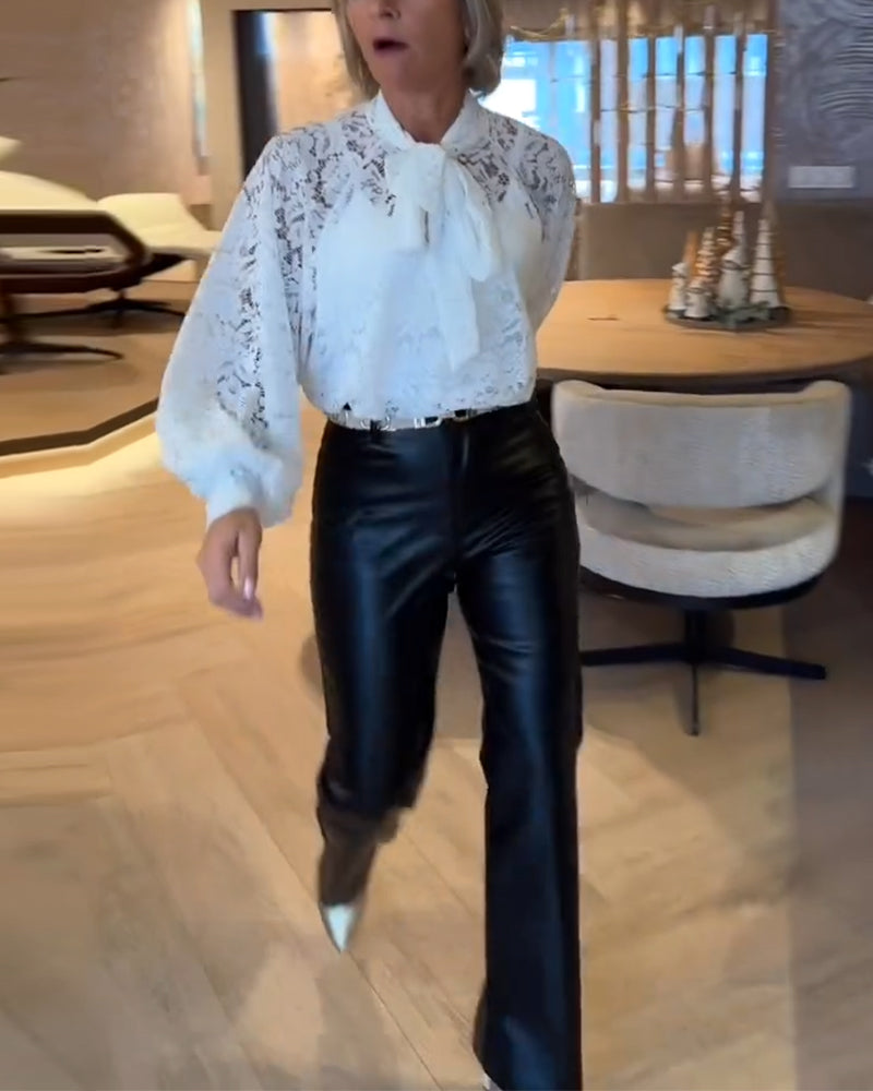 Ribbon Design Lace Blouse