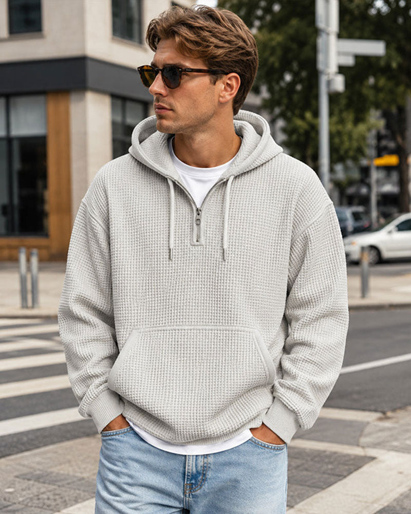 Men's Solid Zip Pullover Hoodie