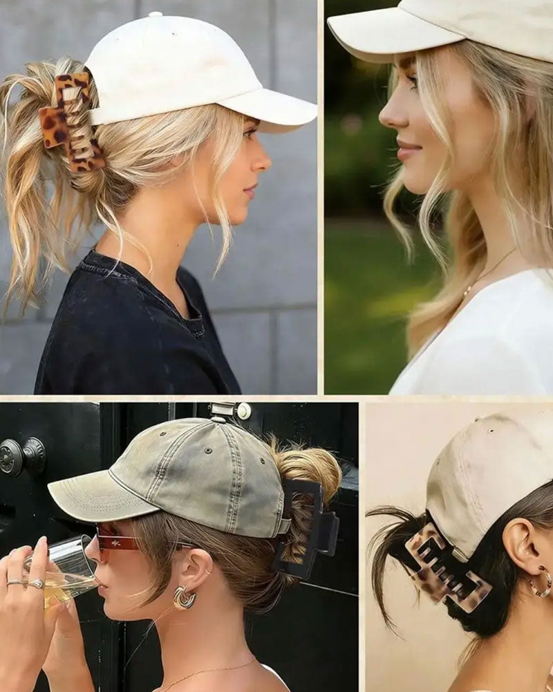 Women's Hat-Friendly Flat Leopard Print Claw Clips