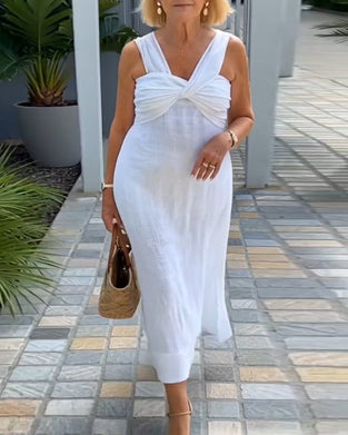 Twisted Solid-Color Strap Dress