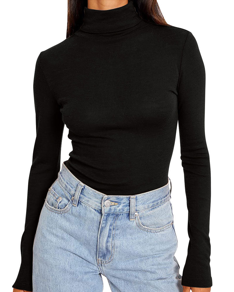 Solid Color Half Turtleneck Bottoming Top