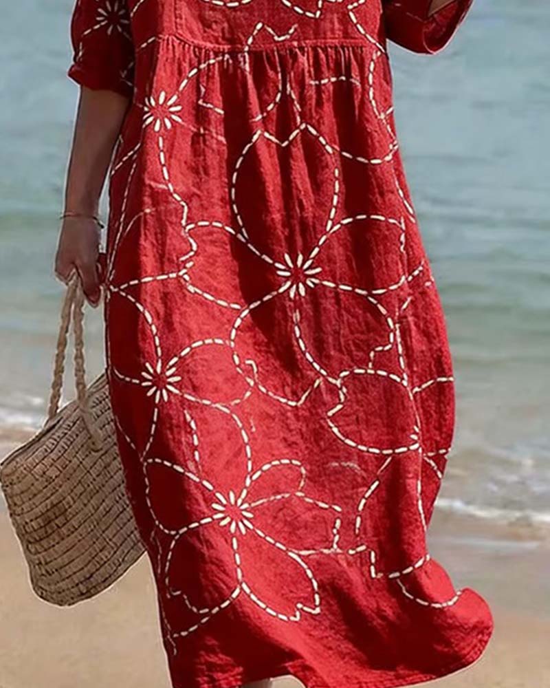 Casual Floral Print Dress