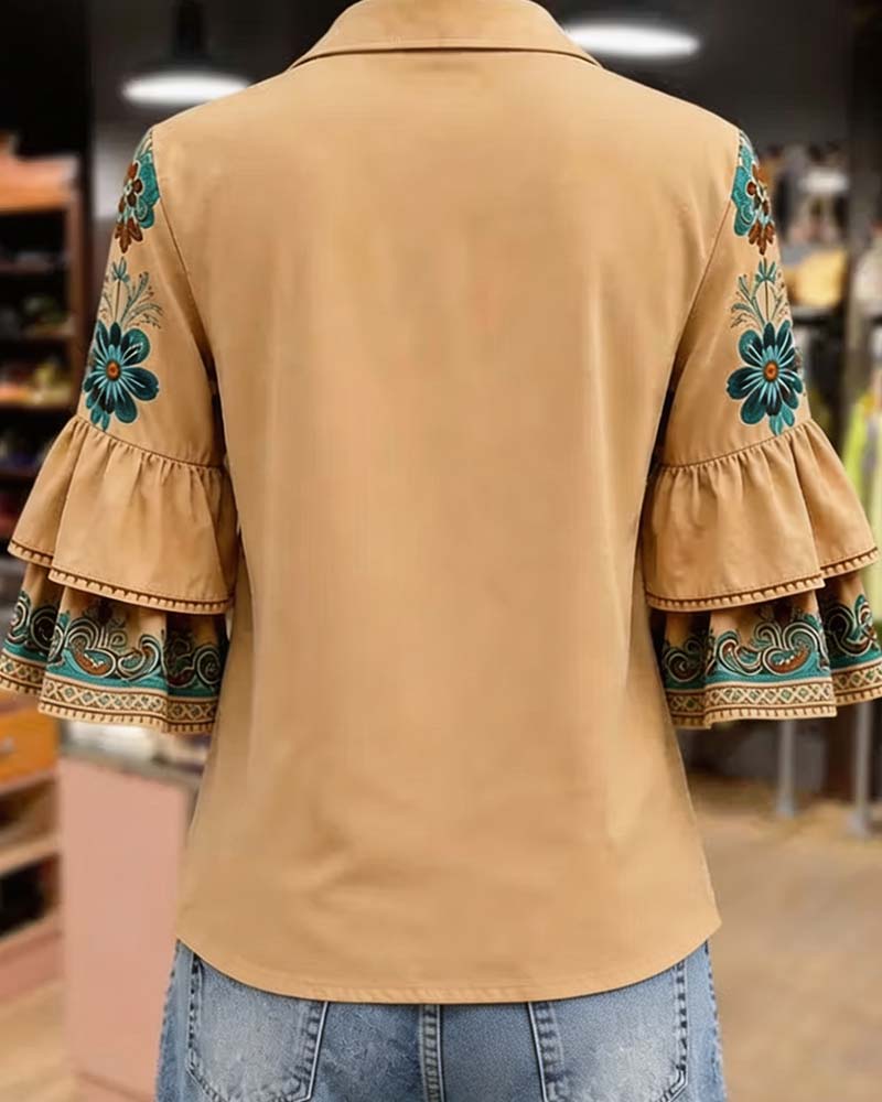 Lapel Vintage Casual Blouse