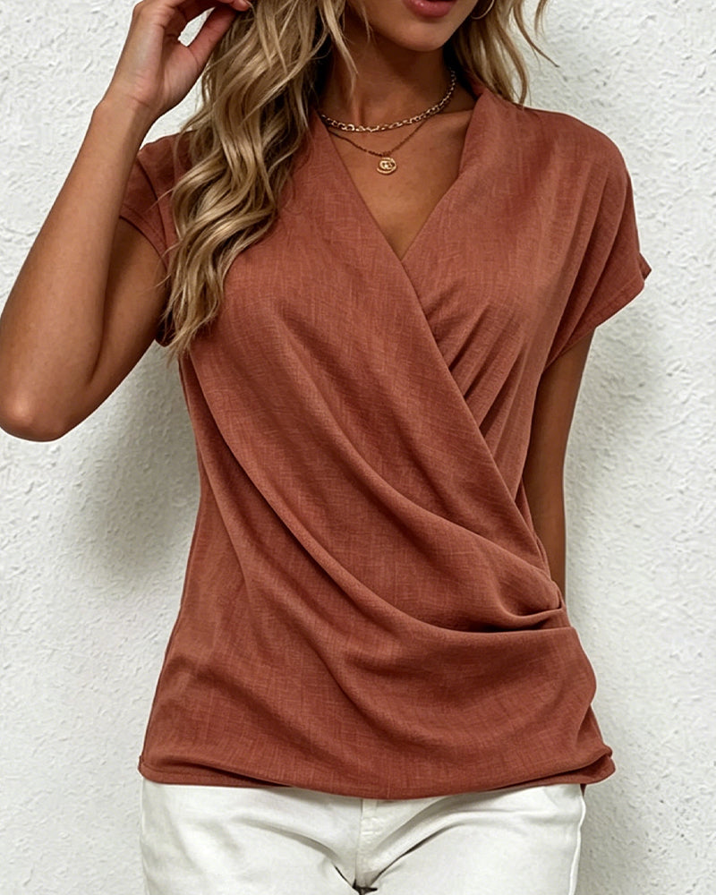 Cross-Pleated Blouse